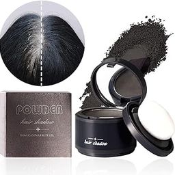 Natural Hairline & Root Touch-Up Powder for Men & Women Black Hair Cover Up Shading Bald Spot Filler, Beard & Eyebrow Powder with Puff Applicator Matte Finish Long Lasting Black - 4G-image-80