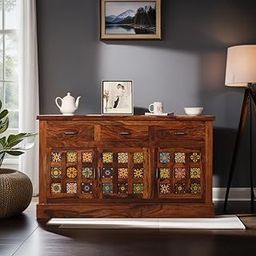 wood crony Solid Sheesham Wood Sideboard Cabinet (Design 12)-picture-10