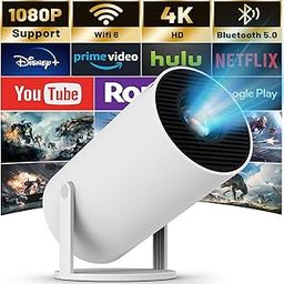 KUNEM Portable Projector 1080P, 200 ANSI, 10000 Lumens, Support 4K, WiFi 6 with 2.4/5GHz, Bluetooth 5.1, 180 Degree Flip Projectors, Android 11 Built-in System, Automatic Trapezoidal.-12