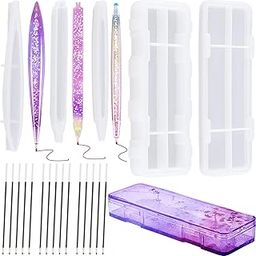 19 Pcs Resin Mold Sets 1 Pcs Case Resin Mould 3 Pcs Pen Shape Silicone Casting Moulds and 15 Ballpoint Refill Pens Silicone Molds for Storage DIY Resin Crafts Making-picture-14