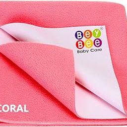 BeyBee Cotton Waterproof Quick Dry Sheet for Baby| Bed Pad Anti-Piling Fleece Extra Absorbent Washable Matress Protector| Baby Bed Protector Sheet for Toddler Children, Medium, 100X70Cm, Salmon Rose-10