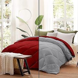 Machine Washable Comforter Double bed Double Size Microfiber 250 gsm Diamond Stitch Reversible AC Comforter (90" x 100" Inches/228cm x 254cm) Blanket Quilt Rajai - Double Comforters |Silver/Burgundy-image-32