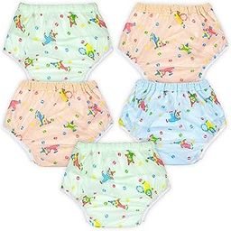 KIDSKA Waterproof Nappy Pant 6-9 Months | Baby Diaper Panty with Plastic Shield & Premium Turkish Cotton | Washable & Durable | Pack of 5-8