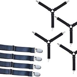 STYLEHEAVEN 8 Pieces Black Bed Sheet Grippers Suspenders Fastener Clips 3-Head & 2-Head|Home & Garden|Bedding|Bedding-image-2