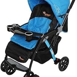 INFANTO D'zire Baby Stroller - Comfort and Safety for Your Little One, 3 Point Safety Harness, Super Suspension, 3 Level Adjustable seat, Removable Food Tray | Quick one Hand - Blue (Blue)-22
