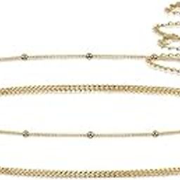 Women's Waist Chain - Stylish Saree Gold Plated Belly Chain 2 Layered Body Hip Chain for the Waist Ladies Sexy Bikini Jewelry (26-42 In)-image-86