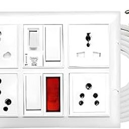 Elegant Casa 6+16 Amp Electric Extension Board with Cord 4 Sockets with Switches and Indicator Light Mcb for Small and Medium Appliances with 16 Amp Plug Top 3 Core 1.5 Mm,3 Meter Copper Wire-image-0