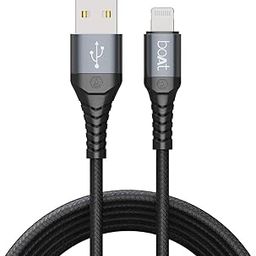 boAt LTG 550v3 Lightning Apple MFi Certified Cable with Spaceship Grade Aluminium Housing,Stress Resistance, Rapid 2.4A Charging & 480mbps Data Sync, 1m Length & 10000+ Bends Lifespan(Mercurial Black)-picture-10