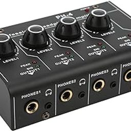 Headphone Amplifier Splitter, Metal 6.35mm 3.5mm Stereo Mini Audio Headphones Switcher Portable Professional for Sound Mixer for PC for Earphone-29