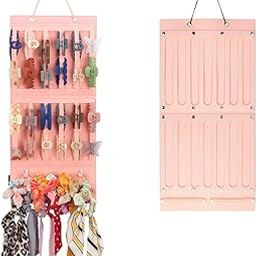 ZEELPETAL Hair Bows Holder Wall Hanging Headband Hair Clips Organizer for Girls Room, Large Capacity Felt Storage Display for Baby Hair Accessories Organizer Decor - 1pc, Pink.-image-37