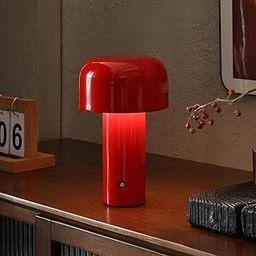 NYRWANA Table Lamp, LED Rechargeable Lamp, Lamps for Home Decoration, Night Lamp for Bedroom, Lamp for Bedroom, Bedside Lamp, Light Lamp, Stepless Dimming, 3 Colour Touch Control - Metal (Red)-image-47