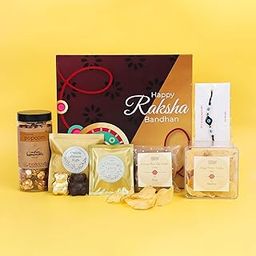 FOODCLOUD.IN Munchies Little Sibling Surprise Rakhi Hamper | Combo of 7 | Rakhi Gift for Sister & Brother | Homemade & No added Preservatives | Crunchy and Tasty | Sweet and Savoury Combo | Evil Eye Rakhi with Roli Chawal-image-36