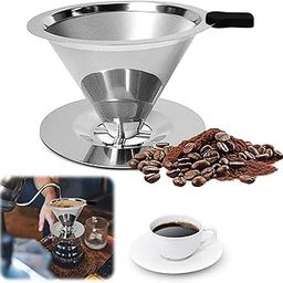 Filter Coffee Maker Steel, Coffee Filter, Coffee Filter Steel Suitable for Filtering Coffee, Filter Paper Free Ultra-Fine Encrypted Coffee Funnel, Pour Over Coffee Dripper-image-4