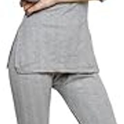 Women's Thermal Underwear Round Neck Top with Long Sleeves and Full Length Pants (Light Grey, XL)-18
