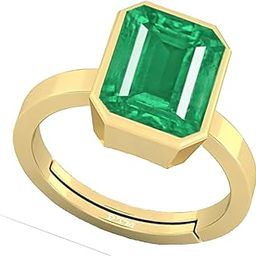 Natural Emerald/Panna 3.25 Ratti to 10.25 Ratti or 3 Carat to 9.5 Carat Astrological Certified Gemstone/Square Shape Panchdhatu/5 Metals Gold Plated Adjustable Ring for Men & Women-15