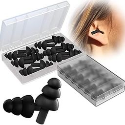 James 12 Pairs Ear Plugs for Sleeping, Reusable Silicone Earplugs Waterproof Noise Reduction Ear Plug for Swimming, Concert, Study, Loud Noise, Snoring, Work, Night Life, Flights and Airplanes (Black)-image-24