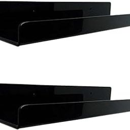 ARTISOUL® 2 Pieces Acrylic Floating Wall Shelves Modern Wall Ledge Shelves for Bedroom Black | Furniture | Bookcases-image-20