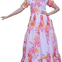 Women's Floral Printed Anarkali Gown | Dress for Women-image-95