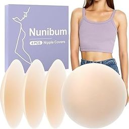 TEKCOOL 2 Pair Nipple Covers Reusable Comfortable Invisible Adhesive Silicone Pasties for Women. Beige-image-80