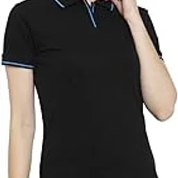 scott international Women's 100% Pure Organic Cotton Polo T-Shirt | Womens Polo Collar Neck T-Shirt | Cotton Plain Polo Neck Half Sleeve T-Shirt | Tshirts for Women (Black,XXXL)-picture-37