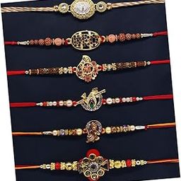 Rakhi Set for Brother Pack of 6 | Designer Rakhi Combo Set for Raksha Bandhan | Handmade Rakhis with Roli Chawal Packet-image-66