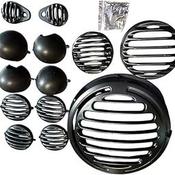 BIGBIRD Premium Reborn LED Cnc Metal Front Rear Headlight Grill/Jali Cover Set With Tail Lamp, Indicator, Pivot Eyes Cup Compatible Only For Classic Reborn 350 (Set Of 12, Plain)-picture-1