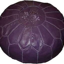 Treasures Of Morocco Moroccan Pouf Footrest Hassock Ottoman Handmade Leather Genuine 22 inches Diameter Unstuffed-image-84