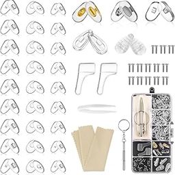 CoolShef Eyeglasses Nosepad Repair Set with 35 Silicone Pads, Screws, 3-in-1 Screwdriver, Tweezers, Anti Slip Ear Hooks, Cloth, Organizer Box - Eyeglass Nose Pad Repair Kit for Spectacles Maintenance-image-89