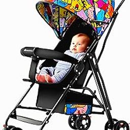 MomNess Lightweight Baby Stroller, Cartoon Print Design, 3.7kg, Foldable and Portable, 8 Wheels with Shock Absorber, 0-3 Years-30