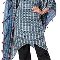 Traditional Handmade Kaftan Modal Silk Ajrak Print Fabric Kaftan Blunt Pink Pong Very Trendy Style with Pants, Indigo Blue-image-4