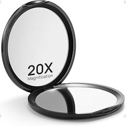 Macaki Compact Mirror for Purses,1X/20X Magnifying Mirror,3-inch Pocket Size Small Mirror for Travel and Makeup,Round Black-picture-24