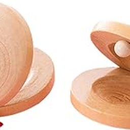 CALANDIS™ 2 Pieces Wooden Castanets Baby Early Education for Babies Classroom Children | Shakers & Small Percussion | Hand Percussion | Percussion-0
