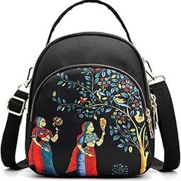 syga Women's Mini Backpack - Multi-Purpose Shoulder Bag with Pattern Black-picture-49