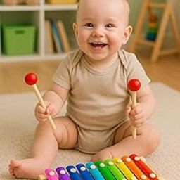 Craft Expertise Wooden Xylophone Musical Toy for Kids – 8 Notes, 2 Sticks, Multicolor Instrument for Toddlers, Wooden & Iron, 9 Inches – Montessori Music Toy for 3+ Years-image-22