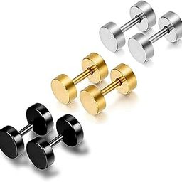 Earrings men boyfriend girls women gents ear studs for men Stainless Steel Piercing Clip on Screw Bali Pierced Hoop Stud Huggie Magnetic earrings for boys silver black gold blue boys earrings-image-108