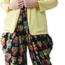 Women's Owl Printed Jumpsuit with Embroidered Shrug Black-picture-22