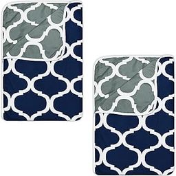 Divine Casa Microfiber All-Weather 120 GSM Printed Lightweight Reversible Design Set of 2 Single Bed AC Dohar Blanket - (Dark Blue and Grey, 140 x 210 CM)| TC - 120-1