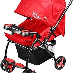 GTC® Joy Baby Stroller with 360 Degree Rotating Front Wheels (Front and Rear Wheels with Brakes) (ITN-702) (Red) (Red)-7