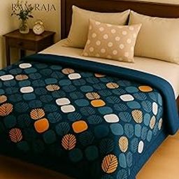 Double Bed Queen Size Razai | Heavy Warm Winter Comforter | 3.5-3.8 kg | Fiber Filled | Soft & Cozy Blanket (Teal Leaf Pattern)-image-86
