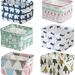 Scholazs Mini Canvas Storage Bins - Collapsible Canvas Shelf Basket Nursery Organizer Boxwith Handles For Nursery Kids Bathroom Home Office (pack of 1)-picture-28