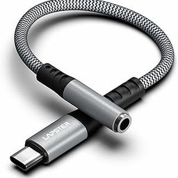 Lapster Type C to 3.5 mm Audio Jack Connector with DAC Headphone Converter Supports Mic & Audio, Metal Body, Zebra-17