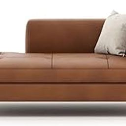 MODERN WAVE Karin Leatherette Chaise Lounge Day Bed Sofa Bench 3 Seater Diwan Couch Sectional Lounger Entryway Living Room Office Bedroom (Camel Brown). 3-Person Sofa-picture-31