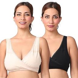 | Feeding Bras for Women Leakproof| Bra for Feeding Moms | Non-Padded Wire | Pull Over Cup for Easy Feeding | Leak Proof & Skin Friendly Cups Prevents Leaks | Pack of 2-image-27