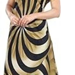 Women's Printed V-Neck Maxi Nighty Soft & Stylish Full-Length Night Dress with Hypnotic Spiral Design-image-37
