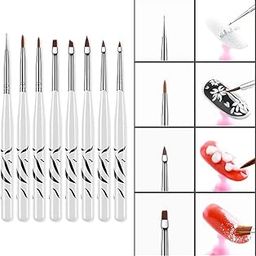 Store2508 Professional 8 Pcs Nail Pen UV Gel Polish Liner Brush Pens Acrylic French Brushes Set Dotting Drawing Painting Salon Tools-42