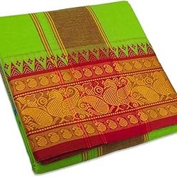 Pure Cotton Colour Dhoti, 6 Inch Border Cotton 4 Meter Dhoti and 2.25 Meter Towel Set-image-87