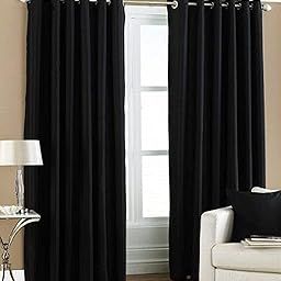 Galaxy Home Decor Solid Plain Curtains for Door 7 Feet, Pack of 2, Black-image-21