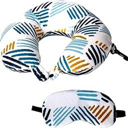 Destinio Travel Pillow for Flights - Memory Foam, Eye Mask, Washable Cover, Hanging Hook - Neck Rest for Flight Travel, Travel Neck Pillow for Men and Women, pack of 1-44