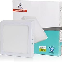 D'Mak Surface Mounted LED Light for Ceiling, 22-Watt Panel Light with IP50 Dust Proof, White Light for Indoor Use at Home and Office, Fancy Square LightsPack of 1, Metal-0