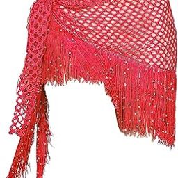 CLUB BOLLYWOOD®Women Belly Dance Hip Scarf Sequins Dance Belt Tassel Skirt Belt Red|Clothing, Shoes & Accessories | Dancewear | Adult Dancewear |1 Piece Belly Dancing Hip Scarf-image-7